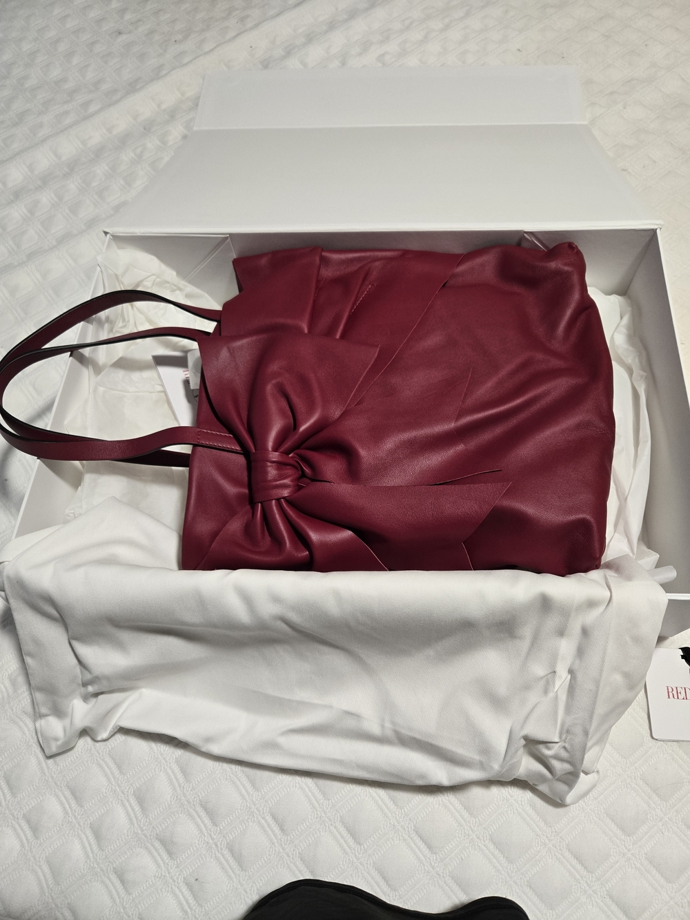 Valentino Bow-Accent Burgundy Leather Tote - Picture 3 of 5